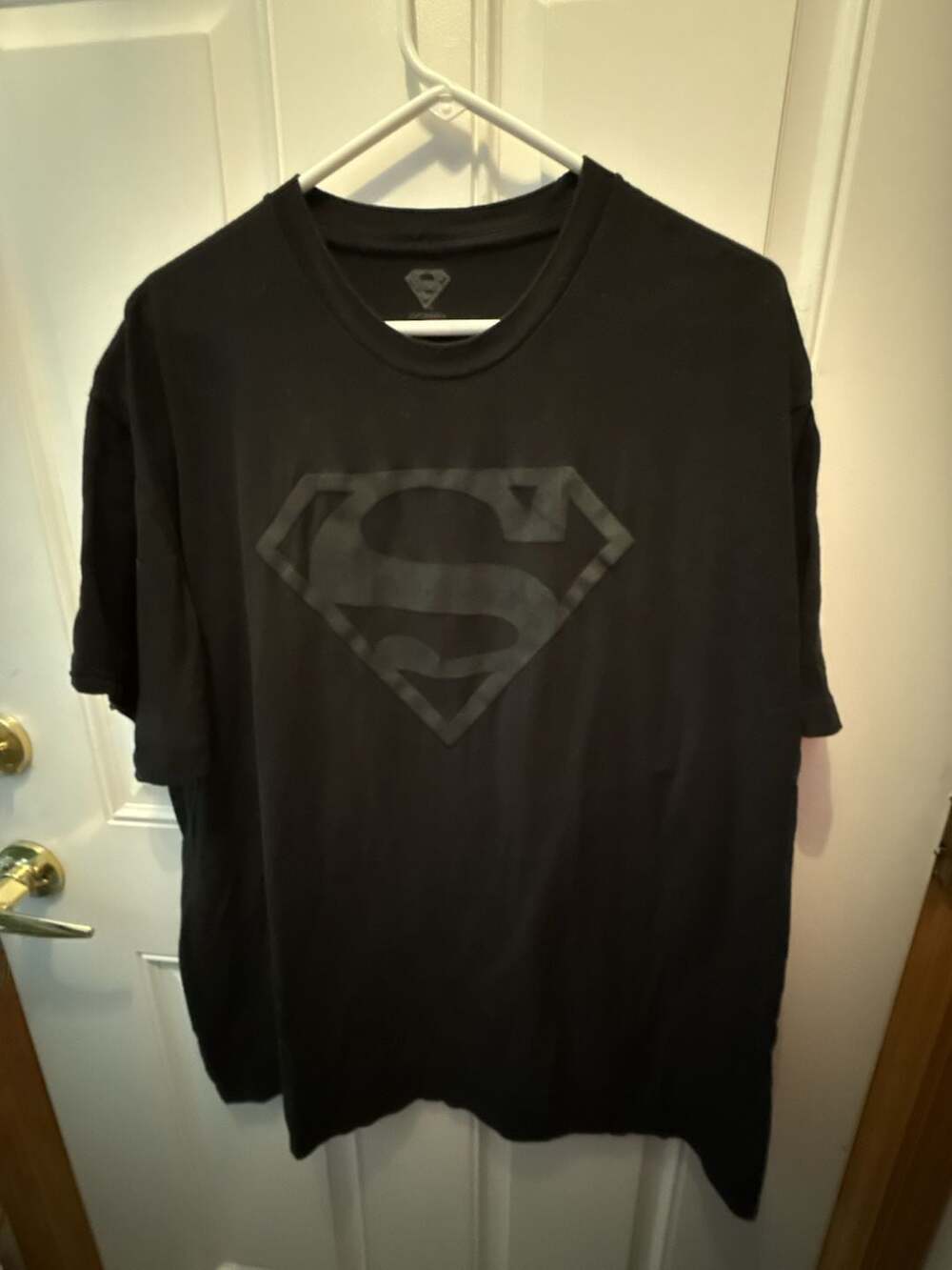 Superman Men's Black T-Shirt Raised Logo RARE DC COMICS SIZE 2XL